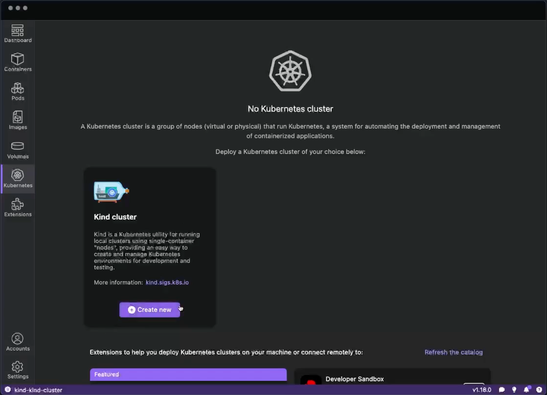 Create kind cluster