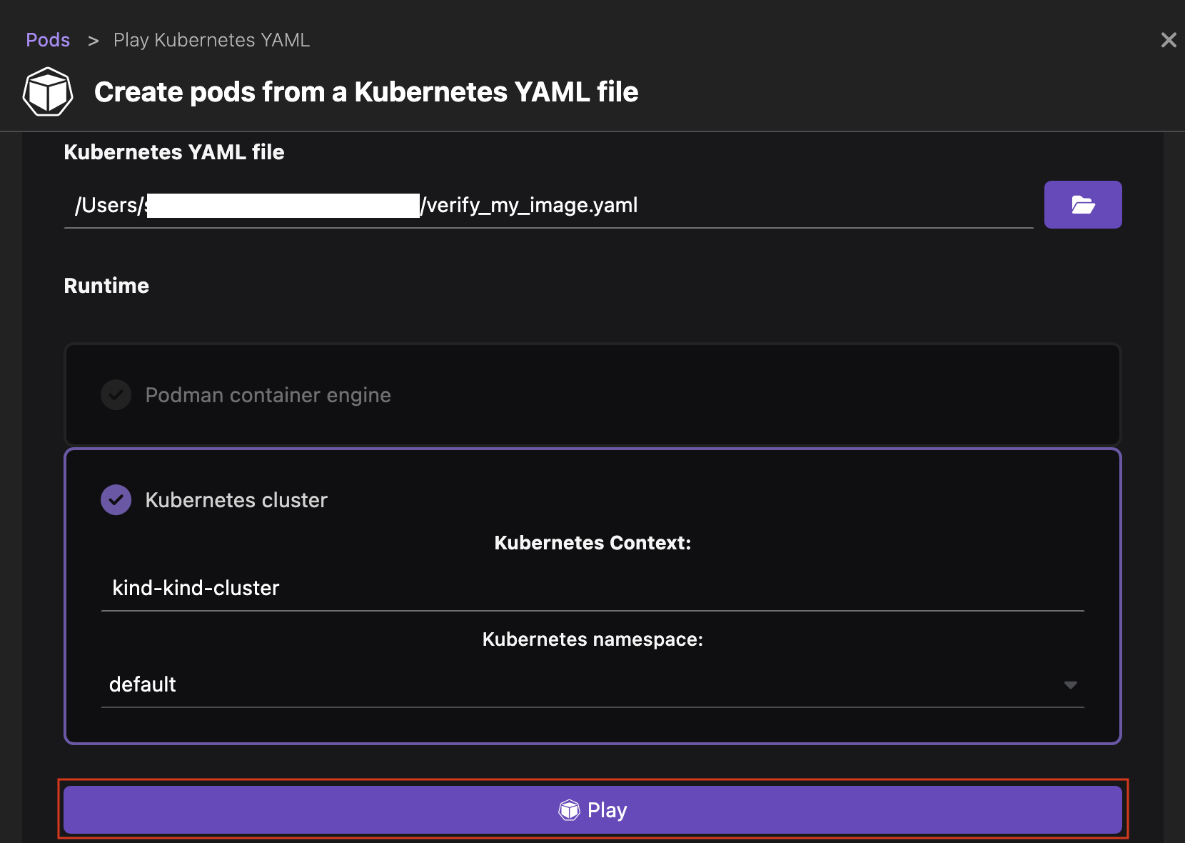 运行一个 Kubernetes YAML
