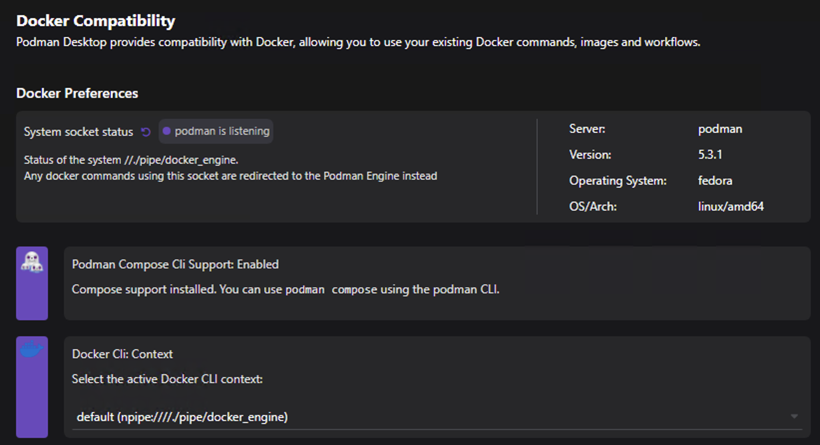 Windows 上的 Docker 兼容性页面