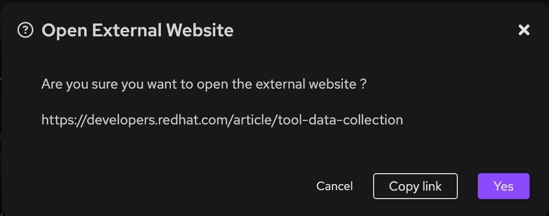 External link dialog