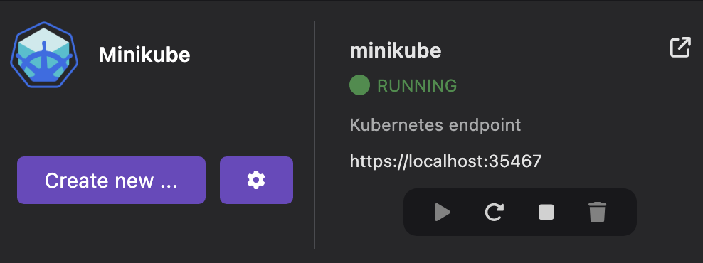 正在运行的 Minikube 集群实例