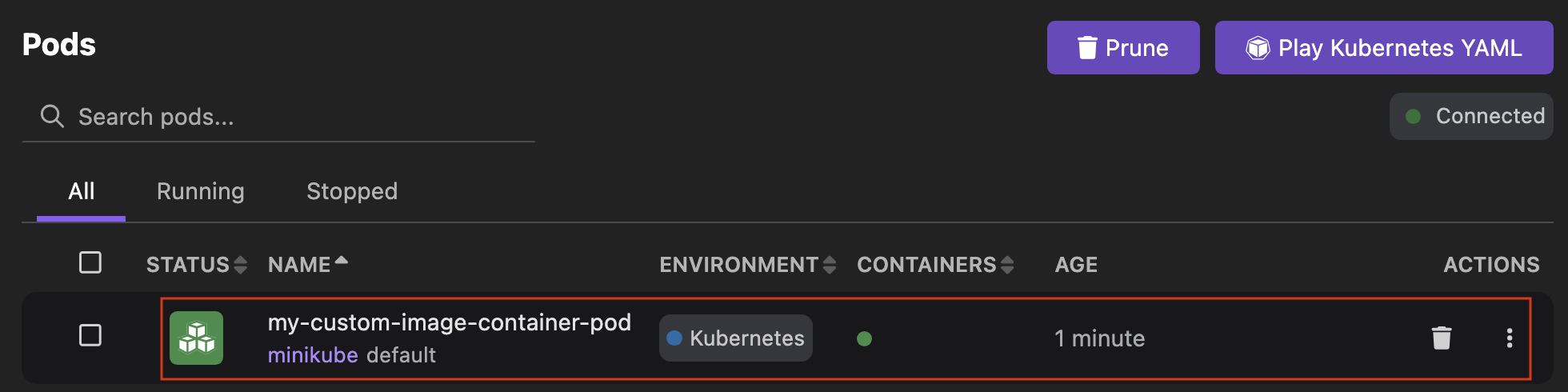 运行中的 Pod
