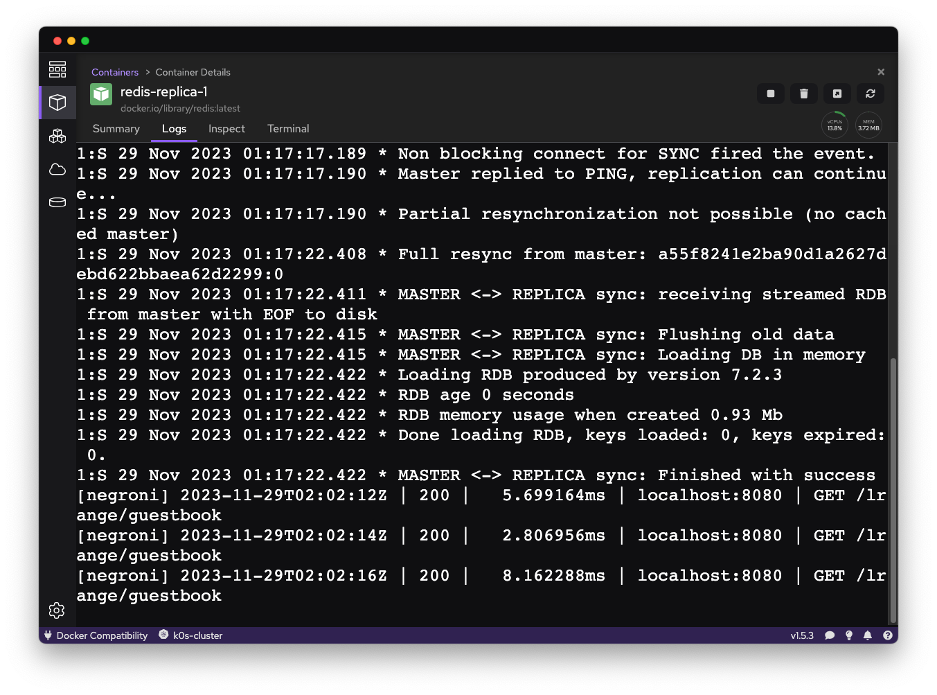 Redis replica logs